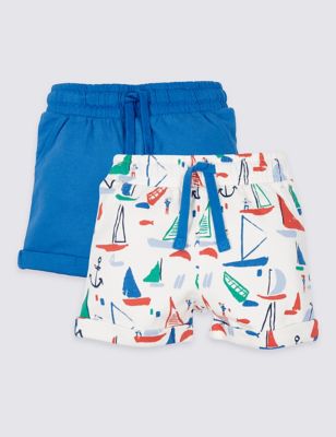 2 Pack Pure Cotton Jersey Shorts